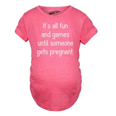 Target Maternity Fun and Games Pregnancy T Shirt Cute Novelty Tee - Crazy Dog Maternity T Shirt with Fun Design Pink XL