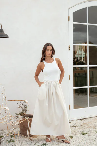 Petal & Pup Franki Midi Dress - White Cream