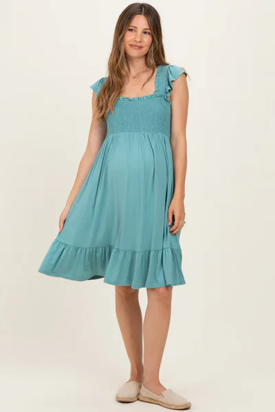 PinkBlush Sage Smocked Tiered Maternity Mini Dress