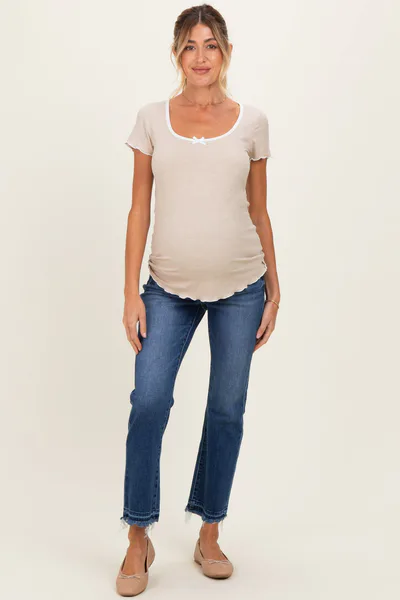 PinkBlush Navy Released Hem Cropped Straight Leg Maternity Jeans