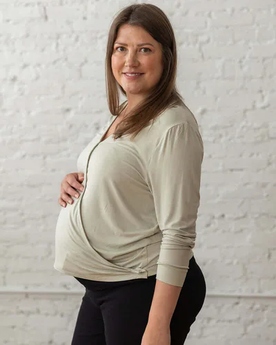 Milk & Baby Nursing & Maternity Everywhere Long-Sleeve Wrap Blouse | Moss