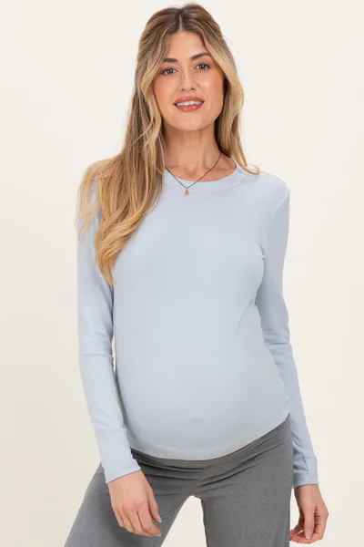 PinkBlush Baby Blue Long Sleeve Maternity Top