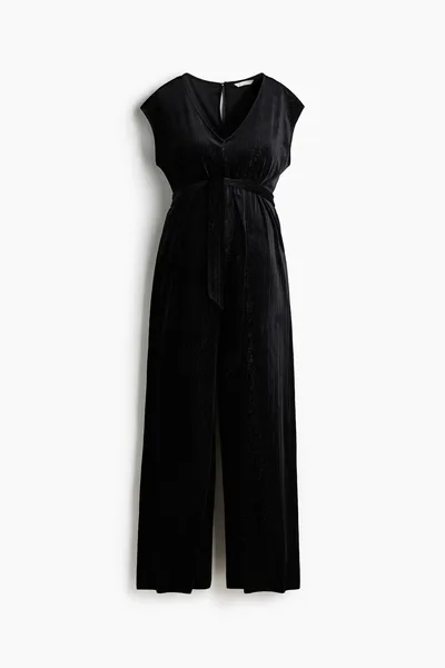 H&M MAMA Sleeveless Tie-Belt Jumpsuit
