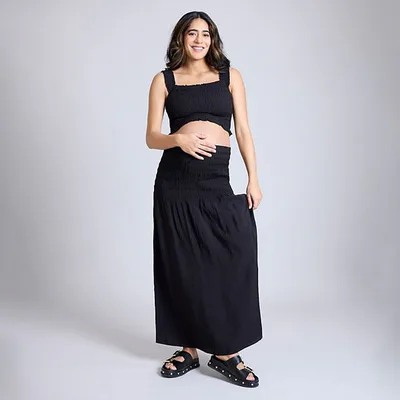 Kohl's Maternity Motherhood® 2 pc Smocked Crop Top & Maxi Skirt Set
