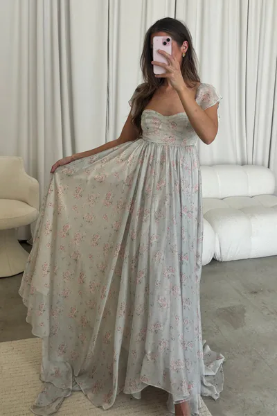 Worth Collective Charleston Maxi Dress in Sage Floral - Bump Friendly