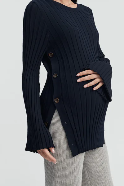 Legoe Heritage Luxe L/S Button Knit (Dark Navy)