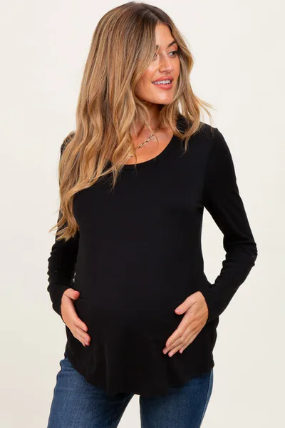 PinkBlush Black Inner Layer Maternity/Nursing Long Sleeve Top