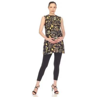 Target Maternity Floral Sleeveless Tunic Top Black Medium -White Mark