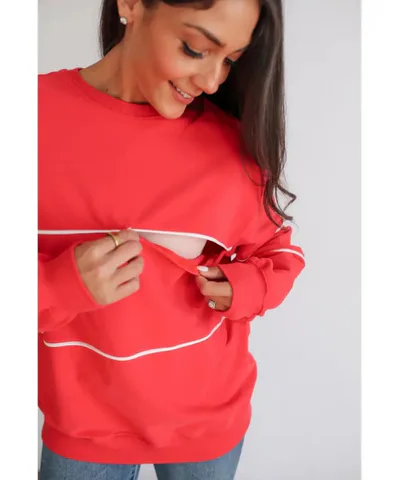 Bump City Relaxed Fit Invisible Zipper Nursing Sweatshirt (Poppy)