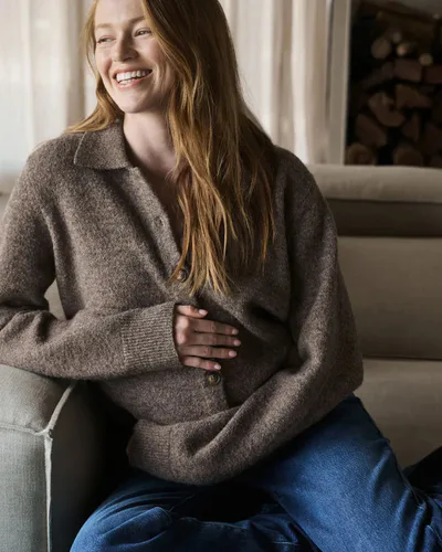Ripe Maternity Brodie Collared Cardigan Truffle