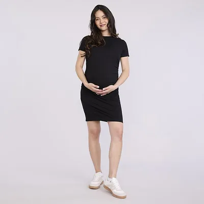 Kohl's Maternity Motherhood® Short Sleeve Crewneck Side Ruched Bodycon Dress