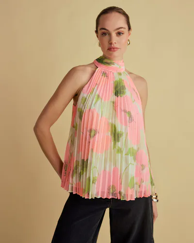 For The Creators Tie Back Print Halter Top