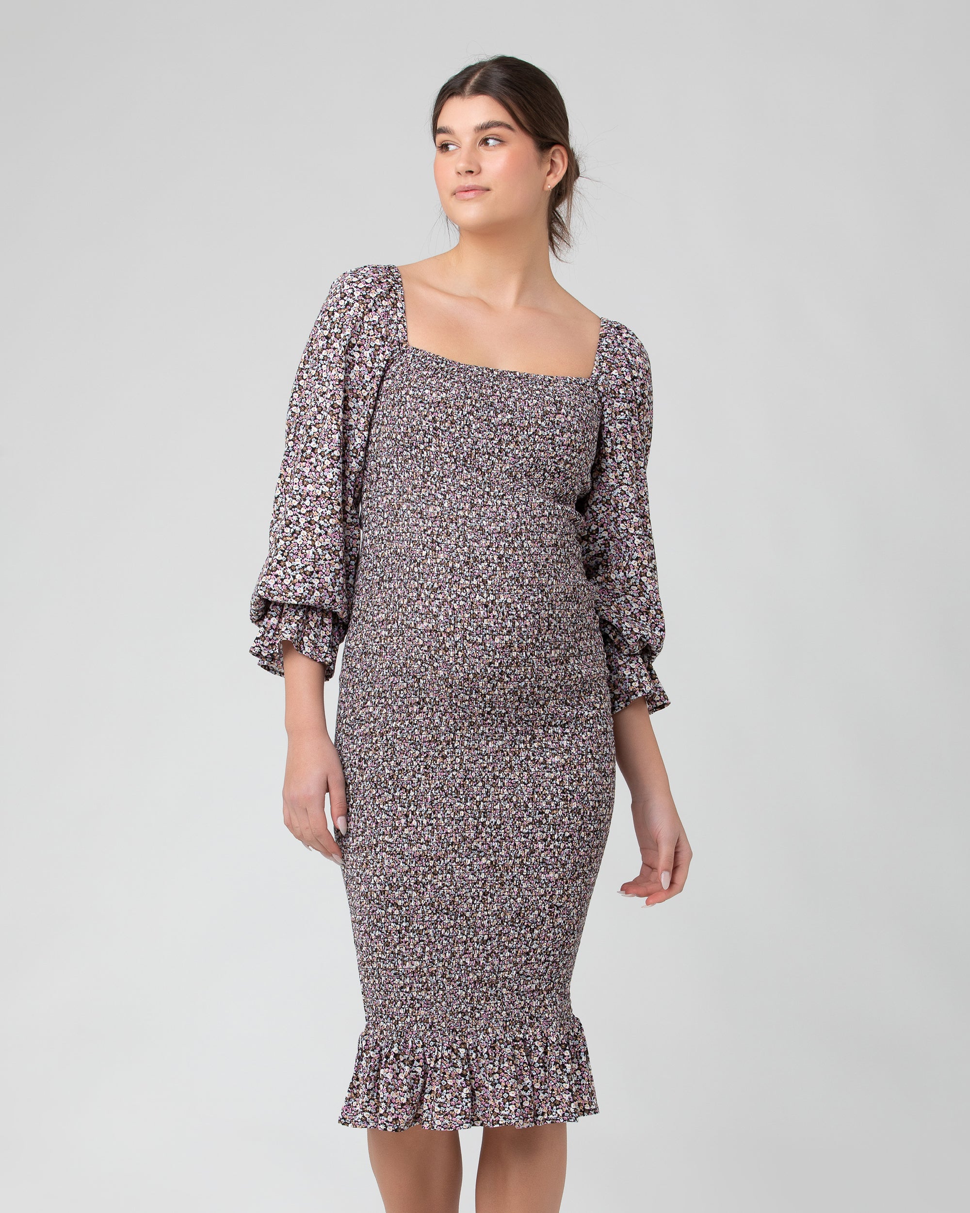 Ripe Maternity Willow Shirred Dress  Black
