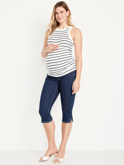 Old Navy Maternity Rollover-Panel Slim Capri Jeans