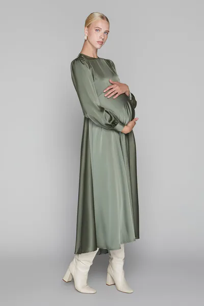 Apparalel Arden Maternity Dress in Olive