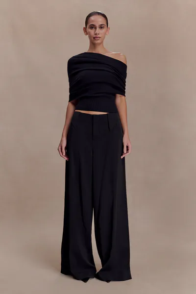 MESHKI Sierra Asymmetrical Cashmere Blend Knit Top