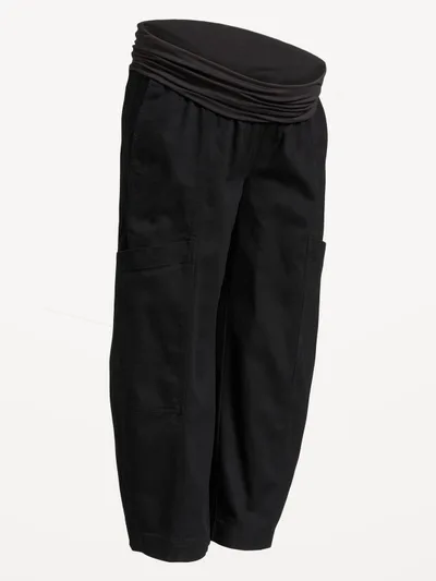 Old Navy Maternity Rollover-Waist Barrel-Leg Ankle Pants