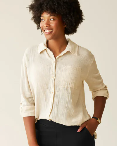 Kindred Bravely Reese Oversized Linen Button Down Shirt | Natural