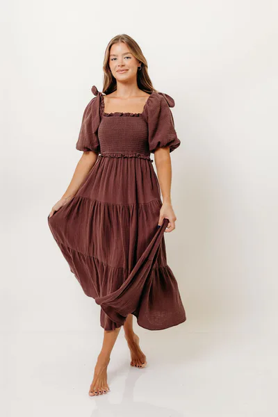 Worth Collective Elena 100% Cotton Midi Dress in Plum - Bump Friendly & Inclusive Sizing *8/25 PRE-ORDER*