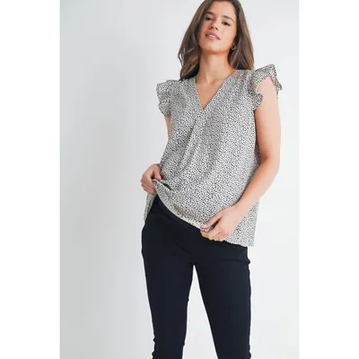 Target Hello Miz Women's V Neck Flutter Cap Sleeve Maternity Top - Taupe - Large