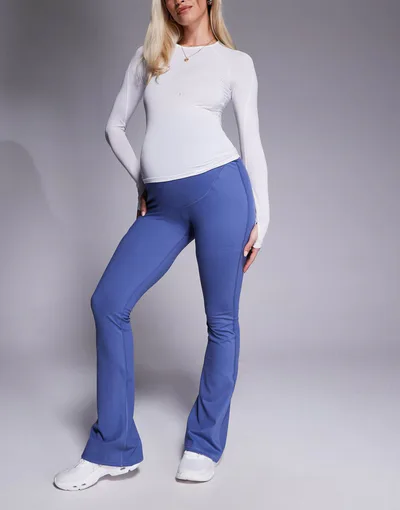 ASOS 4505 Maternity Icon soft touch high waist slim kick yoga leggings in china blue