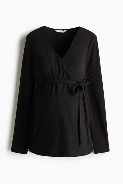 H&M MAMA Ribbed Wrapover Top