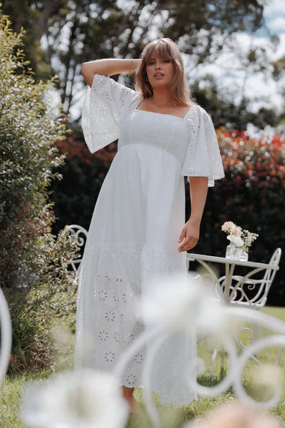 Petal & Pup Xana Maxi Dress - White Broderie