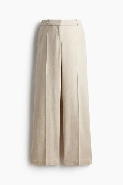 H&M MAMA Linen-Blend Dress Pants
