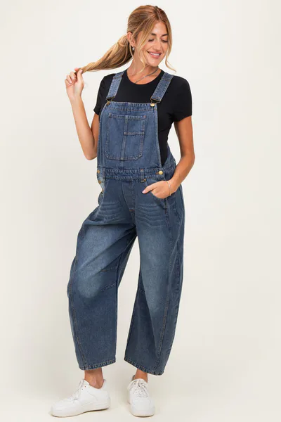 PinkBlush Denim Vintage Wash Maternity Overall