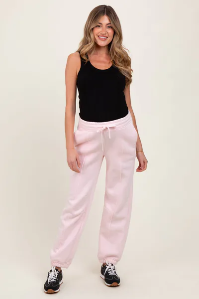 PinkBlush Light Pink Drawstring Relaxed Fit Maternity Sweatpants