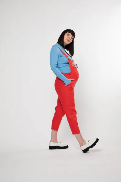 For The Creators Doris Dungarees in Pillar Box Red Linen