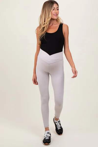 PinkBlush Beige Crossover Waistline Maternity Leggings
