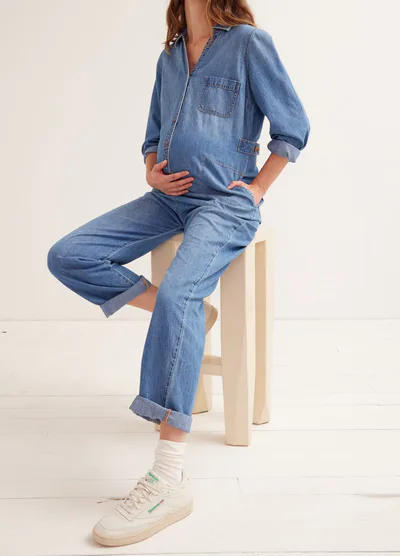 HATCH The Everyday Nursing Denim Jumpsuit