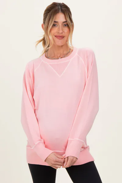 PinkBlush Pink Vintage Wash French Terry Maternity Pullover