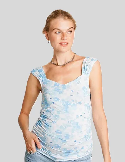 Special Addition Lola Maternity Tank in Blue Floral
