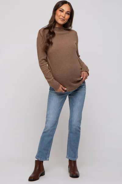PinkBlush Light Blue Distressed Crop Maternity Jeans