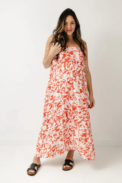 For The Creators Coral Print Maxi Dress