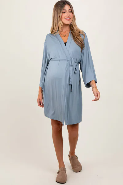 PinkBlush Blue Delivery/Nursing Maternity Robe