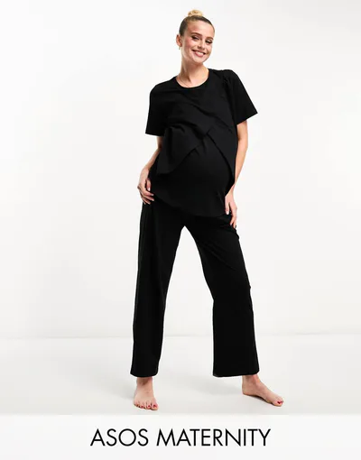 ASOS mix & match cotton pajama pants in black