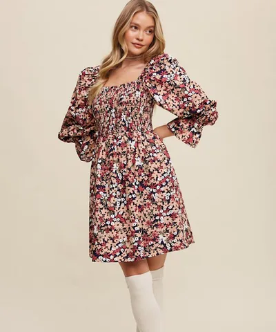 Bump City The Amy Babydoll Dress (Navy/Magenta)