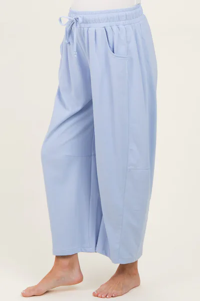 PinkBlush Light Blue Barrel Leg Terry Maternity Sweatpants