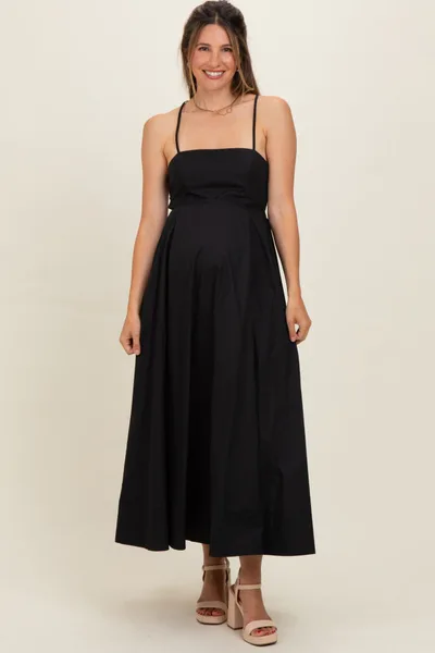 PinkBlush Black Midi Maternity Dress