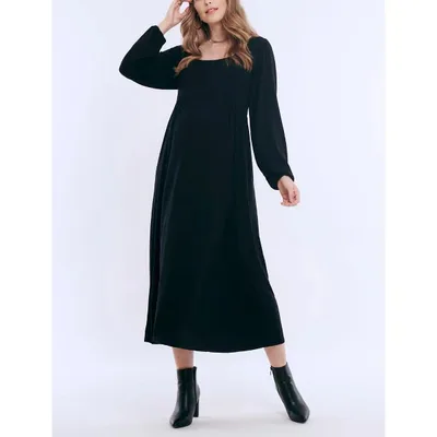 Target Women's Long Sleeve Empire Waist Maxi Dress  - Black Size: Small - Motherhood Maternity