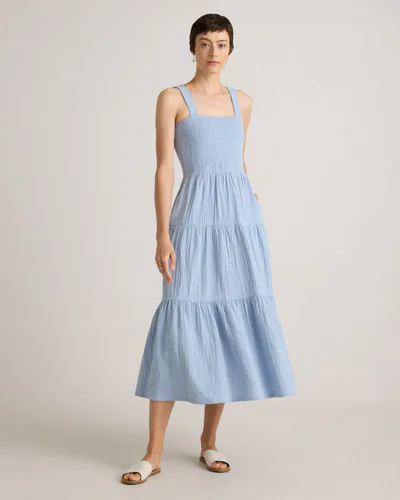 Quince 100% Organic Cotton Gauze Smocked Sleeveless Maxi Dress