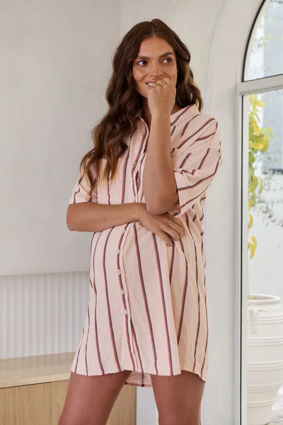 Bae the Label Rest Easy Linen Dress - Stripe