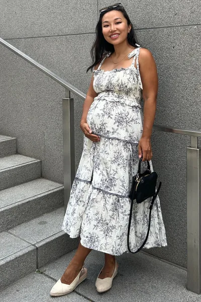 PinkBlush Charcoal Floral Sleeveless Ruffle Tiered Maternity Midi Dress
