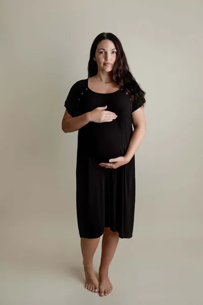Milk & Baby Black Ribbed Labor & Delivery Gown | Epidural & Nursing