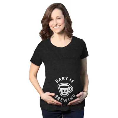 Target Maternity Baby Is Brewing T Shirt Funny Pregnancy Coffee Lover Announcement Graphic Tee - Crazy Dog Maternity T Shirt For Coffee Lovers Black M