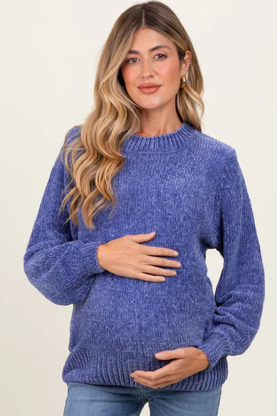 PinkBlush Periwinkle Chenille Knit Maternity Sweater