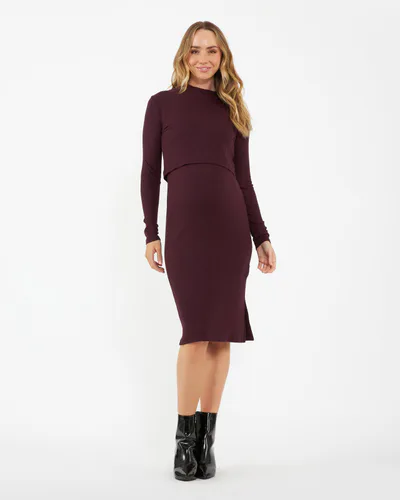 Ripe Maternity Ruby Rib Nursing Dress  Maroon